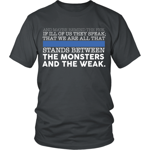 Police Thin Blue Line - Stand Between The Monsters And The Weak - Front Design