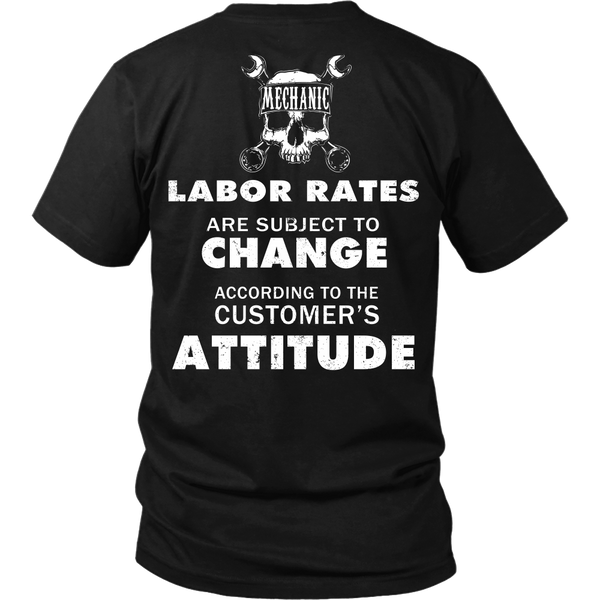 Mechanic - Labor Rates Are Subject To Change - Back Design