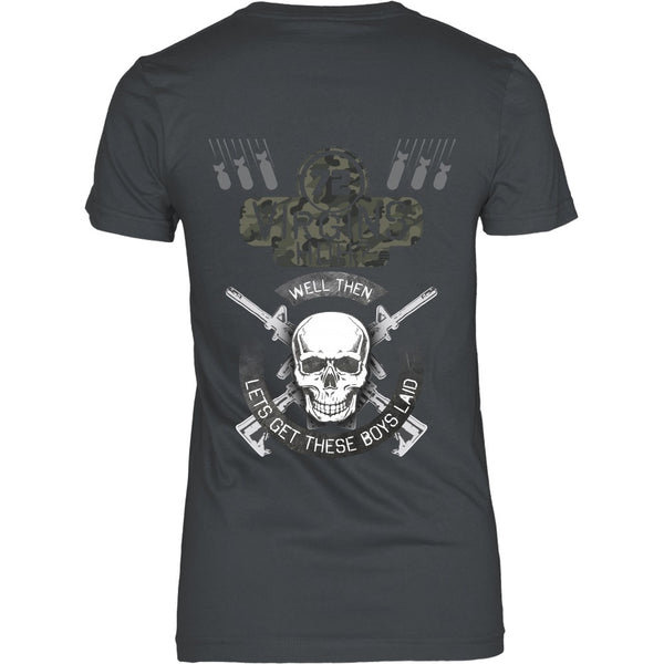T-shirt - 72 Virgins Huh?  Let's Get These Boys Laid - Back Design