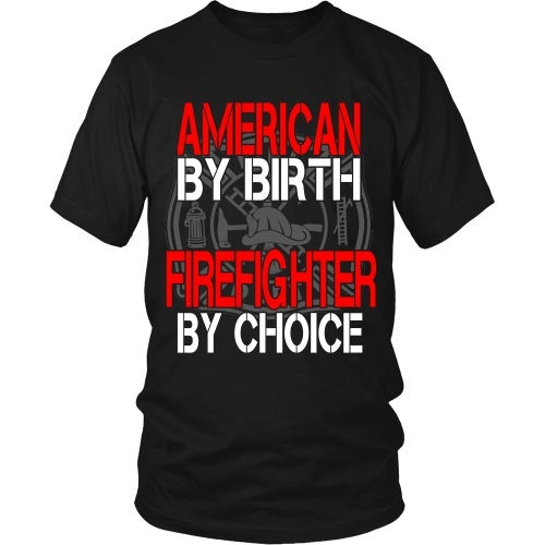 T-shirt - American By Birth Firefighter By Choice - Maltese Cross - Front Design