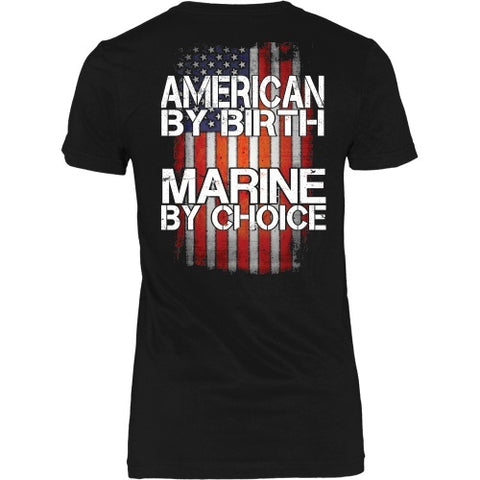 T-shirt - American By Birth - Marine By Choice - Back Design