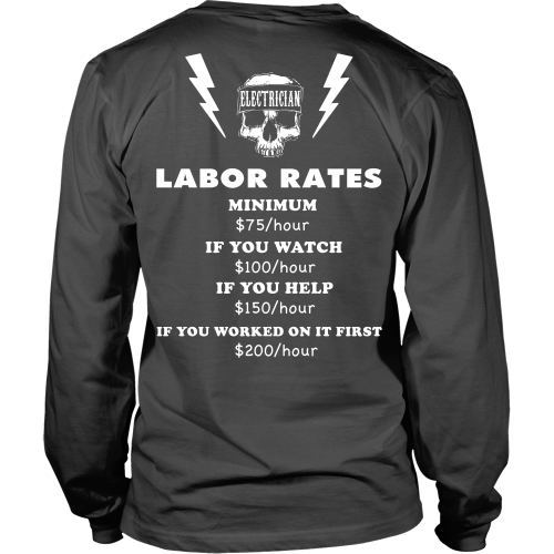 T-shirt - Electrician Labor Rates Tee-Back