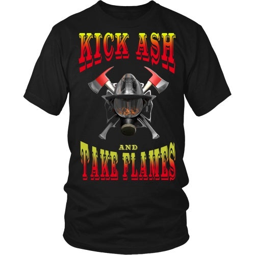 T-shirt - Firefighter - Kick Ash And Take Names - Front