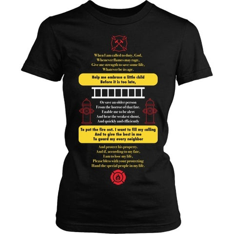 T-shirt - Firefighter Prayer - Version 2 - Front Design