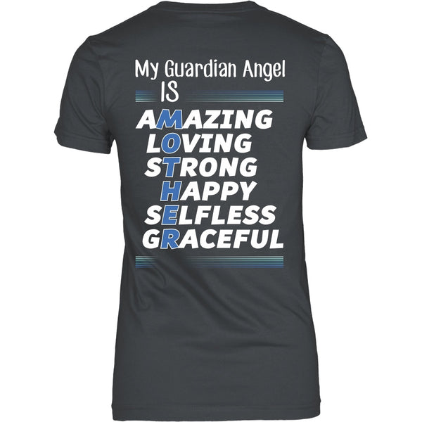 T-shirt - Mother Is My Guardian Angel (Blue) - Back Design
