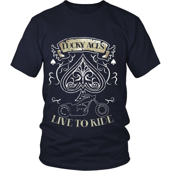 T-shirt - Motorcycle - Lucky Aces - Live To Ride - Front Design