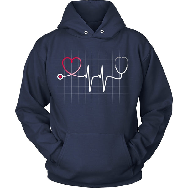 T-shirt - Nursing Stethoscope Heartbeat W/grid - Front Design