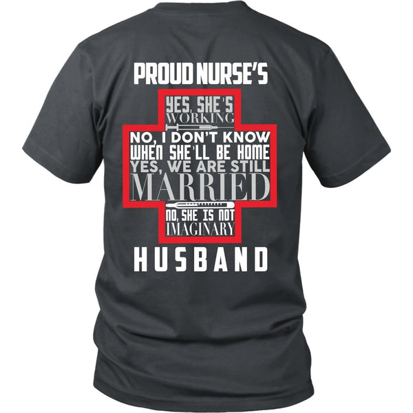 T-shirt - Proud Nurses Husband Tee (w/ Grey) - Back Design