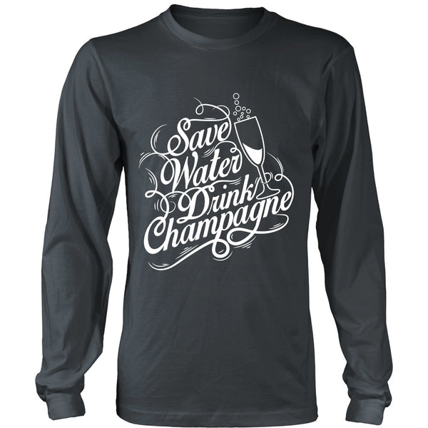 T-shirt - Save Water, Drink Champagn - Front Design