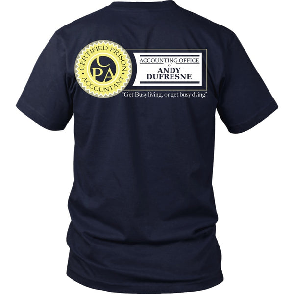 T-shirt - Shawshank Redemption - Dufresne Accounting (Yellow) - Back Design