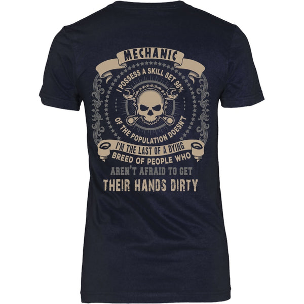 T-shirt - Skull - Mechanics Aren't Afraid To Get Their Hands Dirty - Back Design