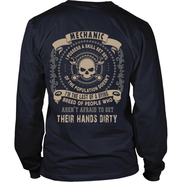 T-shirt - Skull - Mechanics Aren't Afraid To Get Their Hands Dirty - Back Design