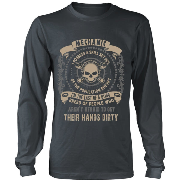 T-shirt - Skull - Mechanics Aren't Afraid To Get Their Hands Dirty - Front Design