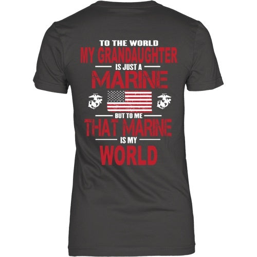 T-shirt - To The World My Granddaughter Is A Marine - Back