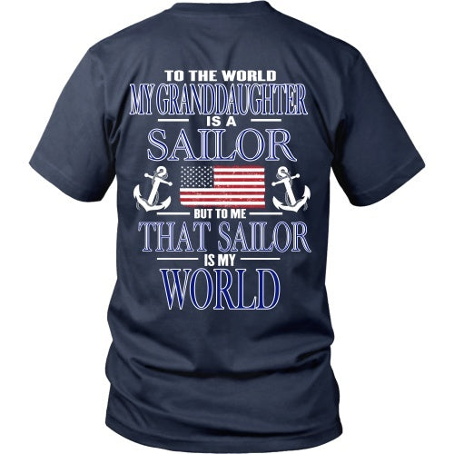T-shirt - To The World My Granddaughter Is A Sailor - Back