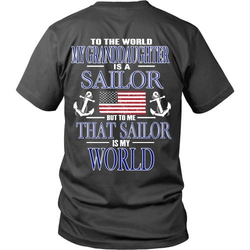 T-shirt - To The World My Granddaughter Is A Sailor - Back