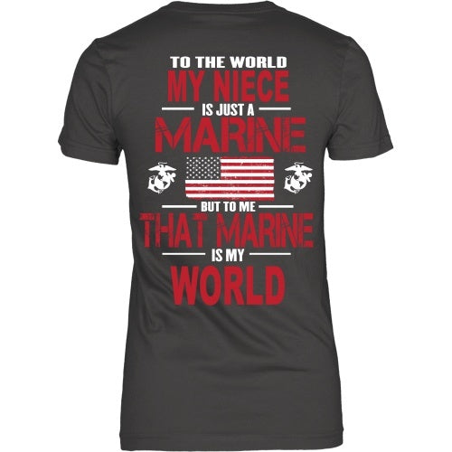 T-shirt - To The World My Niece Is A Marine - Back