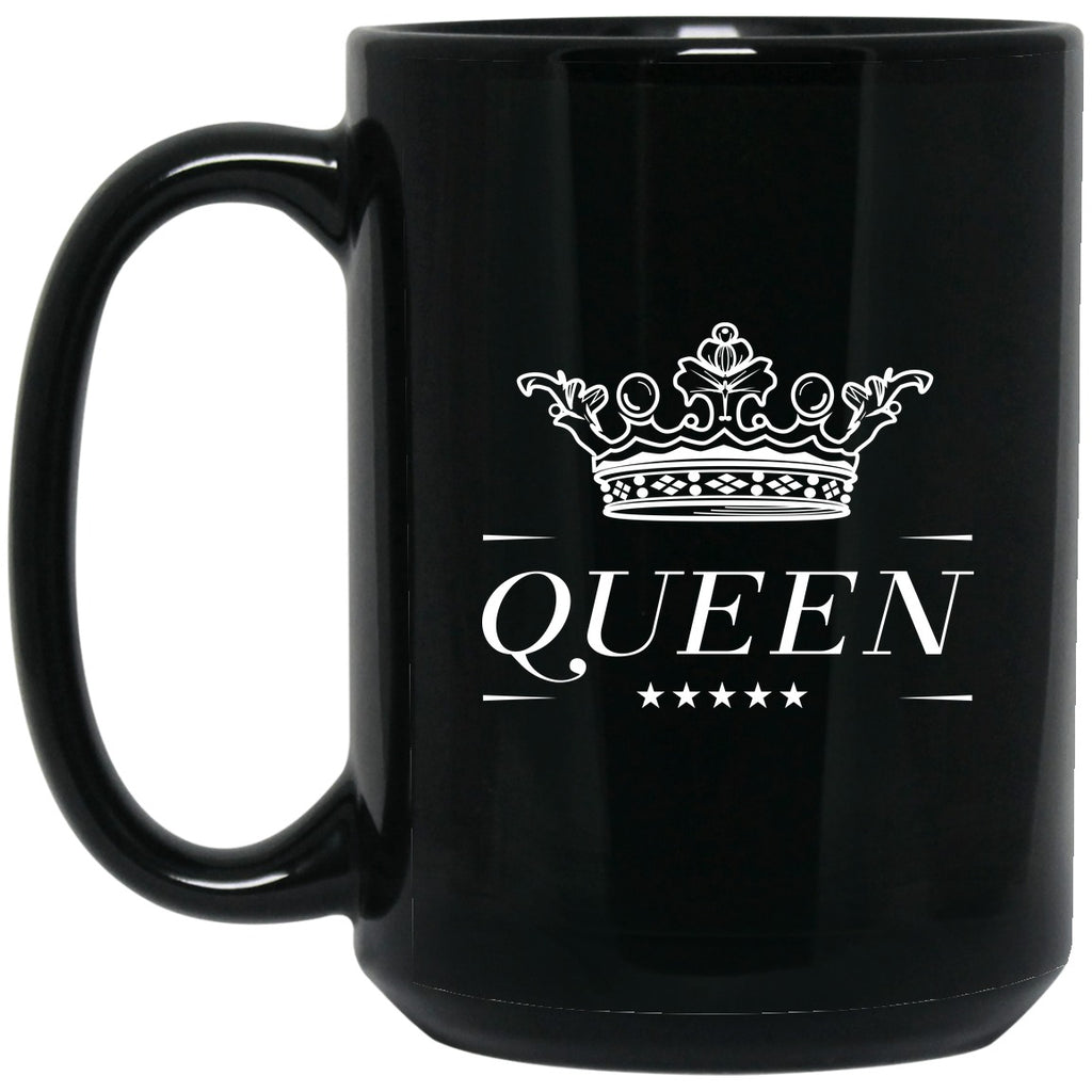 Queen With Crown Mug - 15oz black ceramic mug