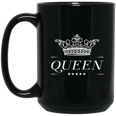Queen With Crown Mug - 15oz black ceramic mug