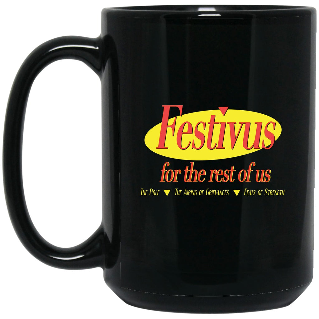 Seinfeld - Festivus For the Rest Of Us Oval Mug - 15oz black ceramic mug