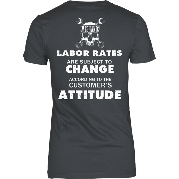 Mechanic - Labor Rates Are Subject To Change - Back Design