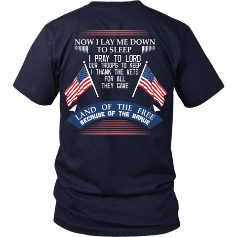 Veteran Thank You - Land Of The Free Because Of The Brave - Back Design