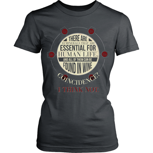 Wine Lover - 13 Essential Minerals In Wine - Coincidence?   (Front Design)