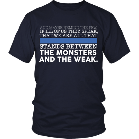 Police Thin Blue Line - Stand Between The Monsters And The Weak - Front Design