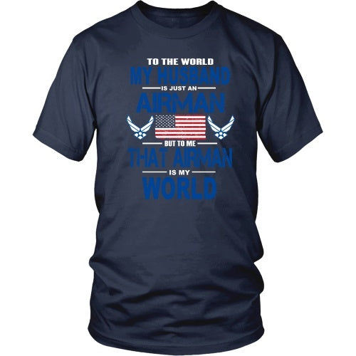 T-shirt - AIRFORCE - Husband Is My World - Front Design