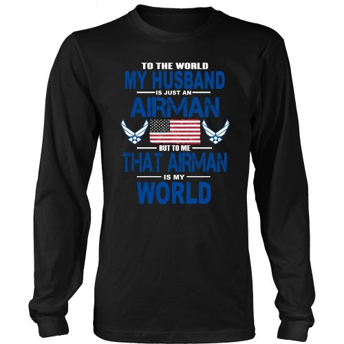T-shirt - AIRFORCE - Husband Is My World - Front Design