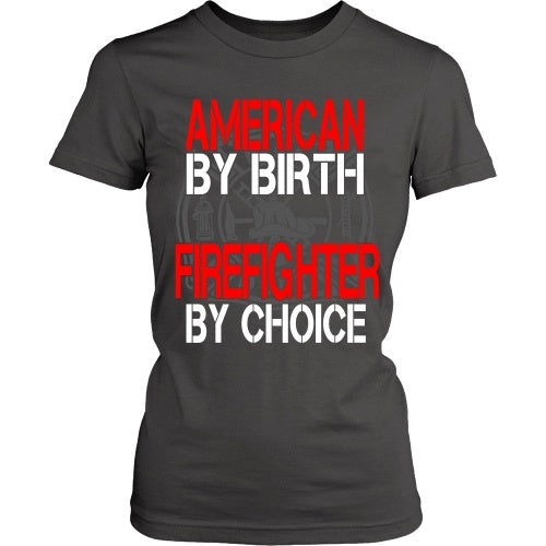 T-shirt - American By Birth Firefighter By Choice - Maltese Cross - Front Design