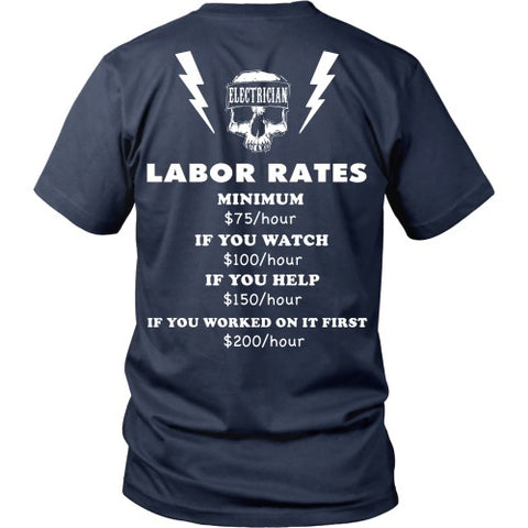 T-shirt - Electrician Labor Rates Tee-Back