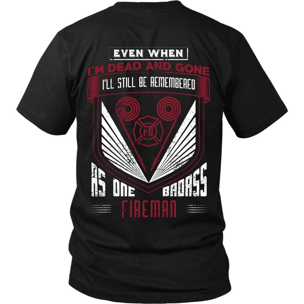 T-shirt - Firefighter - Badass Fireman - Back Design