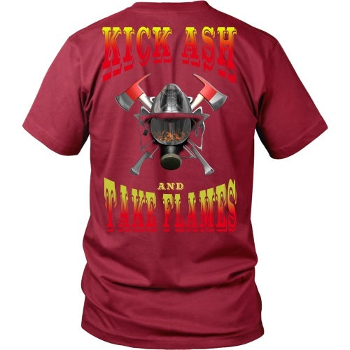 T-shirt - Firefighter - Kick Ash And Take Names - Back