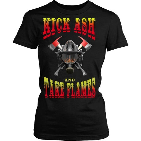 T-shirt - Firefighter - Kick Ash And Take Names - Front
