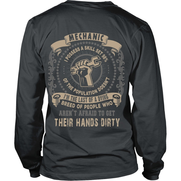 T-shirt - Mechanics Aren't Afraid To Get Their Hands Dirty - Back Design