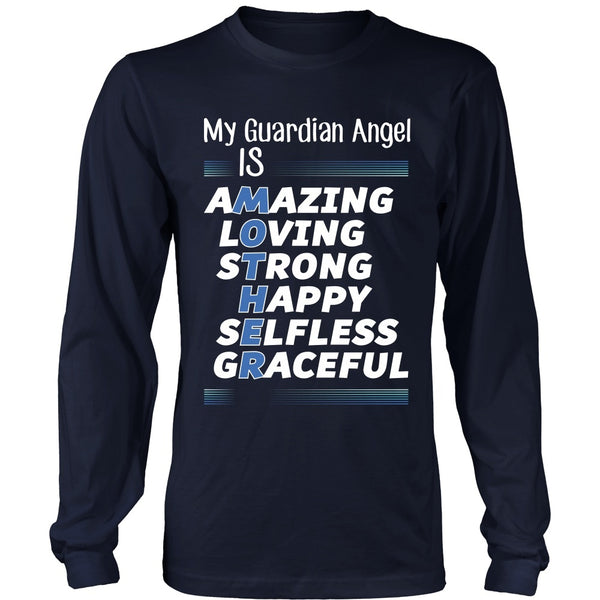 T-shirt - Mother Is My Guardian Angel (Blue) - Front Design