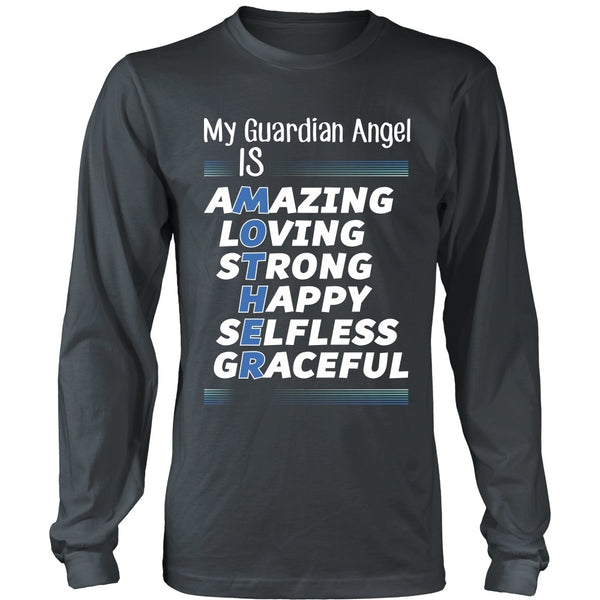 T-shirt - Mother Is My Guardian Angel (Blue) - Front Design