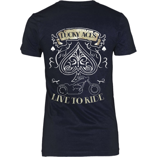 T-shirt - Motorcycle - Lucky Aces - Live To Ride - Back Design