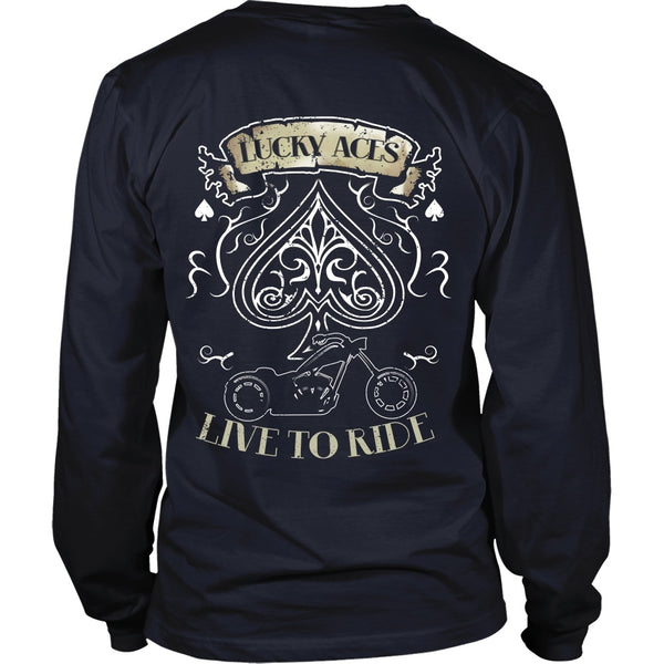 T-shirt - Motorcycle - Lucky Aces - Live To Ride - Back Design