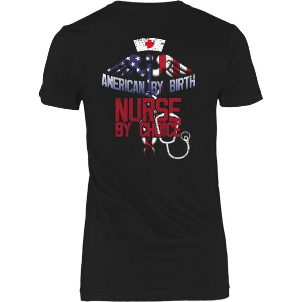 T-shirt - Nurse - American By Birth, Nurse By Choice (option 1) - Back Design