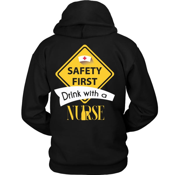 T-shirt - Nursing - Safety First Drink With A Nurse - Back Design