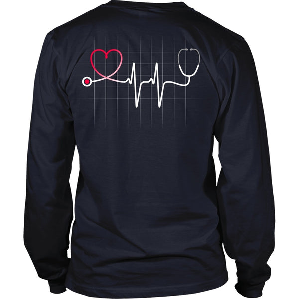 T-shirt - Nursing Stethoscope Heartbeat W/grid - Back Design