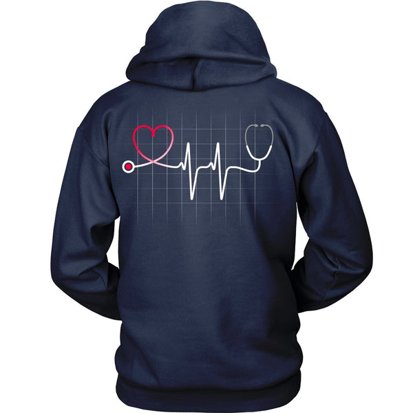 T-shirt - Nursing Stethoscope Heartbeat W/grid - Back Design