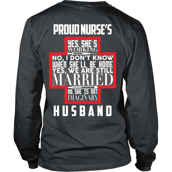 T-shirt - Proud Nurses Husband Tee (w/ Grey) - Back Design