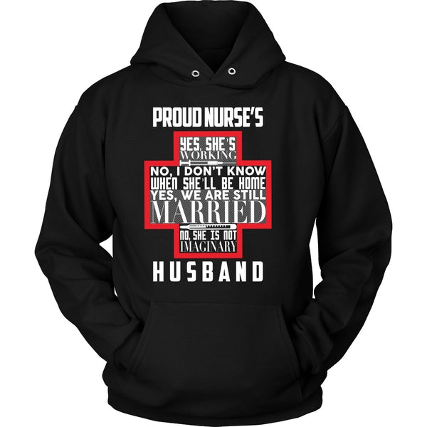 T-shirt - Proud Nurses Husband Tee (w/ Grey) - Front Design