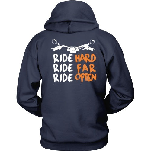 T-shirt - Ride Hard, Ride Far, Ride Often Motorcycle - Back Design
