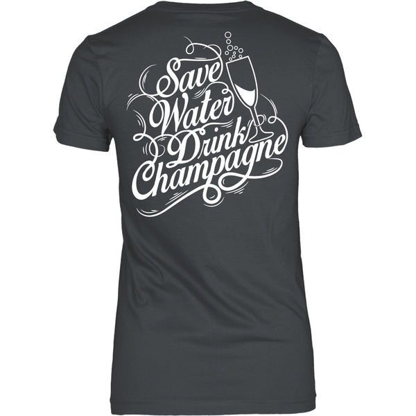 T-shirt - Save Water, Drink Champagn - Back Design