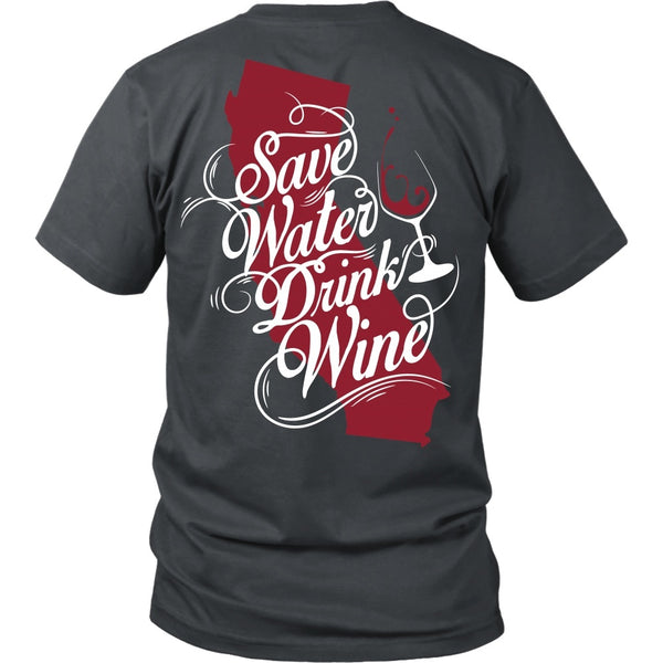 T-shirt - SAve Water, Drink Wine - Back Design