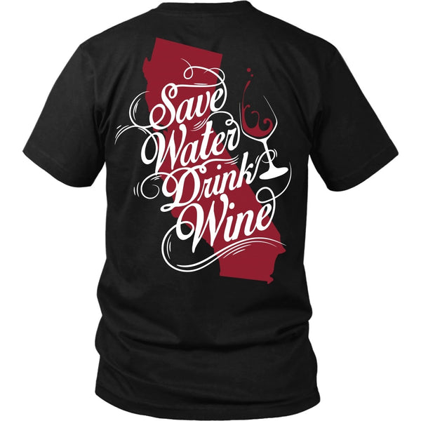 T-shirt - SAve Water, Drink Wine - Back Design